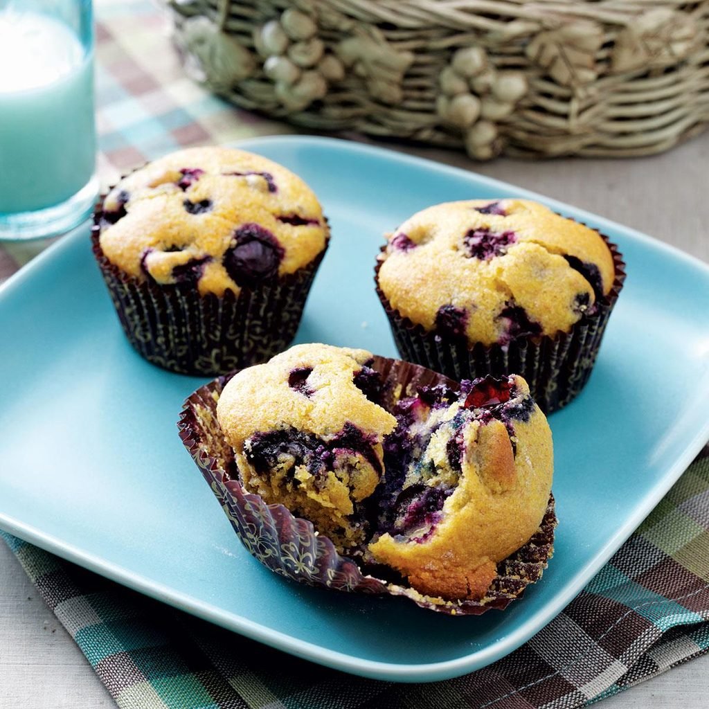 Baked Blueberry Cornmeal Muffins