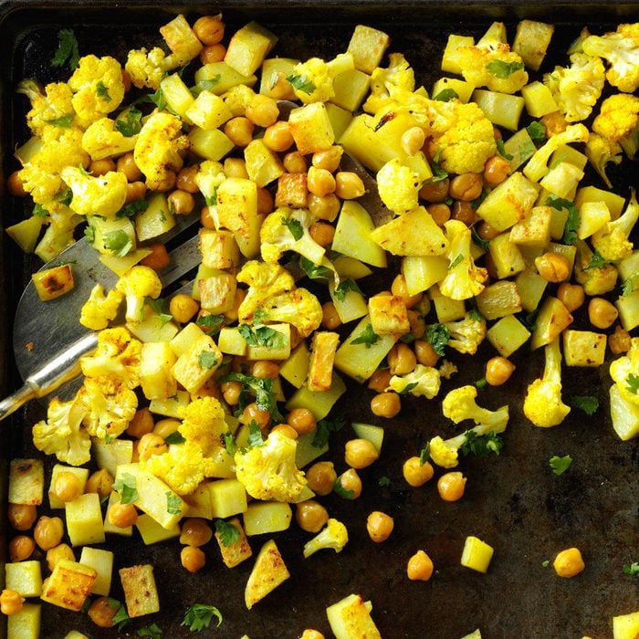 Roasted Curried Chickpeas and Cauliflower