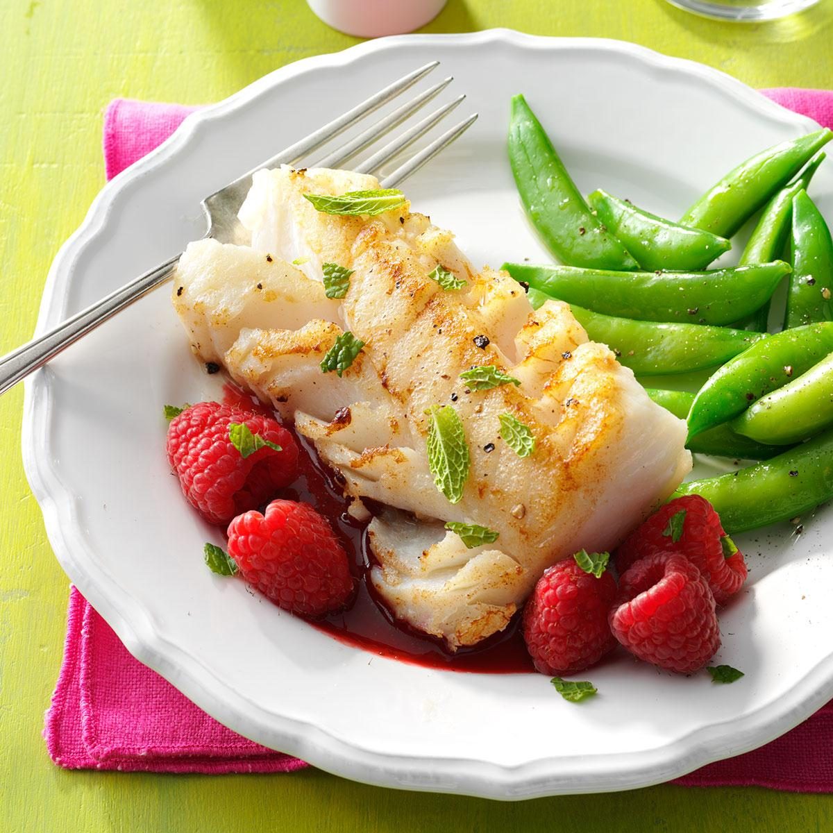 Cod with Raspberry Sauce