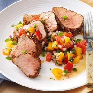 Caribbean-Spiced Pork Tenderloin with Peach Salsa