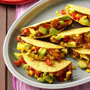 Chicken Tacos with Avocado Salsa