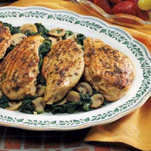 Grilled Chicken Over Spinach