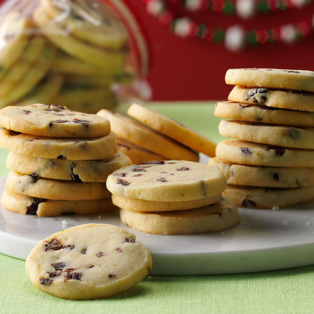 Lime Shortbread with Dried Cherries