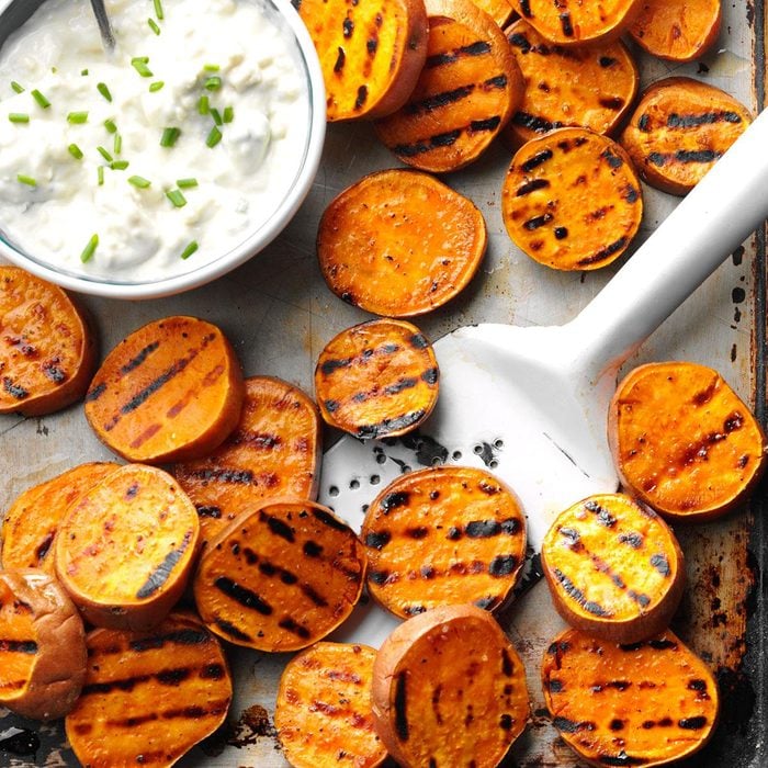 Grilled Sweet Potatoes with Gorgonzola Spread