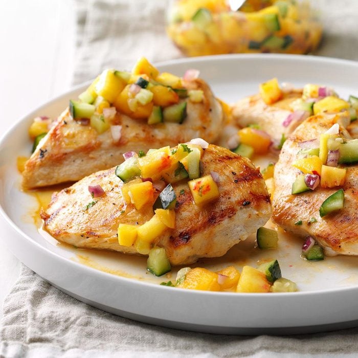 Chicken with Peach-Cucumber Salsa Recipe: How to Make It