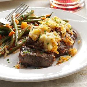 Hash Brown-Topped Steak