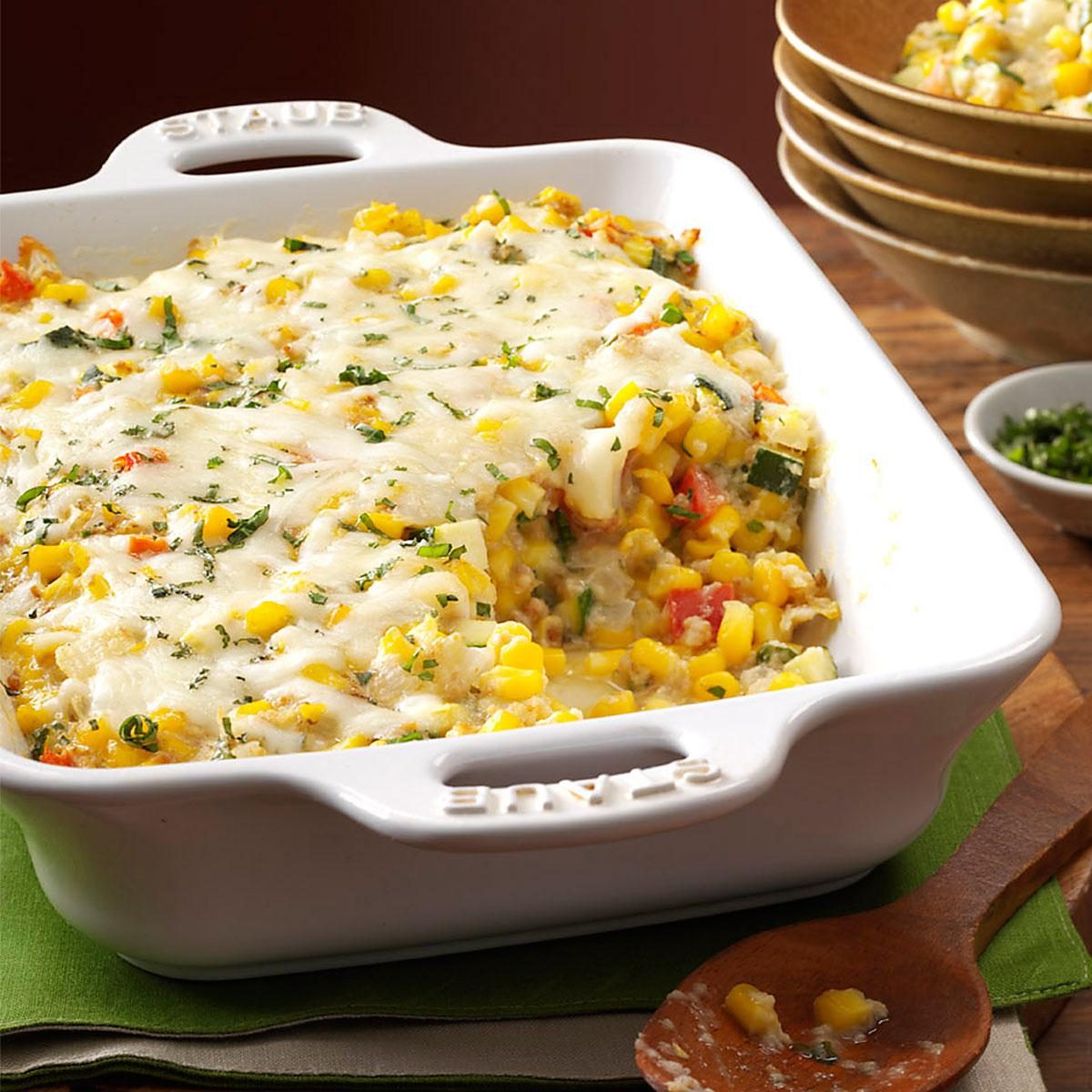 Basil Corn & Tomato Bake