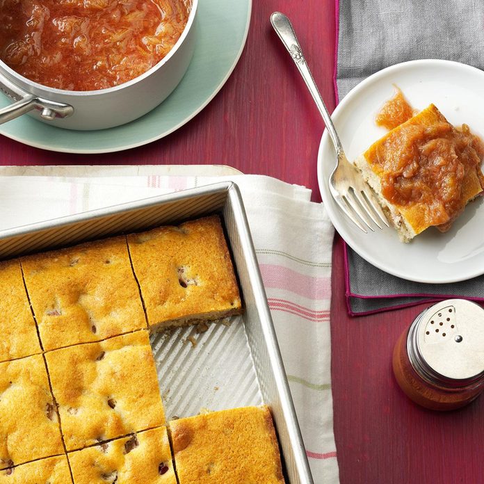 Shortcake with Fresh Rhubarb Sauce