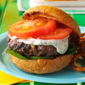 Grilled Spinach Feta Burgers