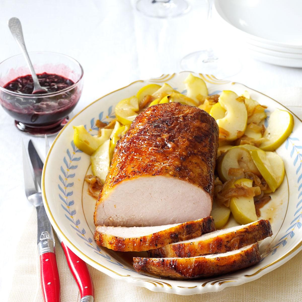 Apple-Roasted Pork with Cherry Balsamic Glaze