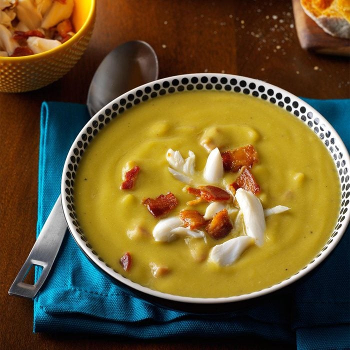 Split Pea Soup with Bacon & Crab