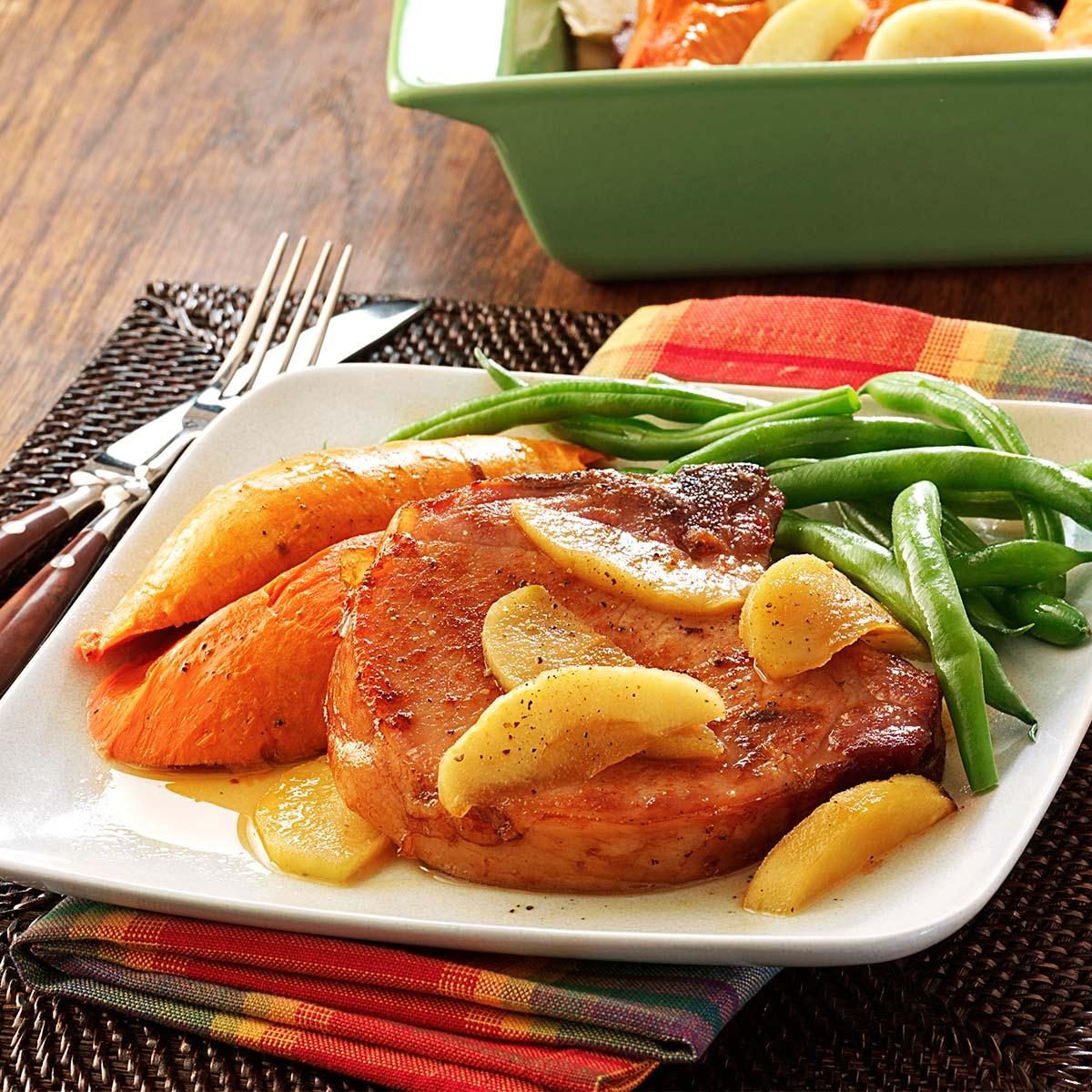 Smoked Pork Chops with Sweet Potatoes