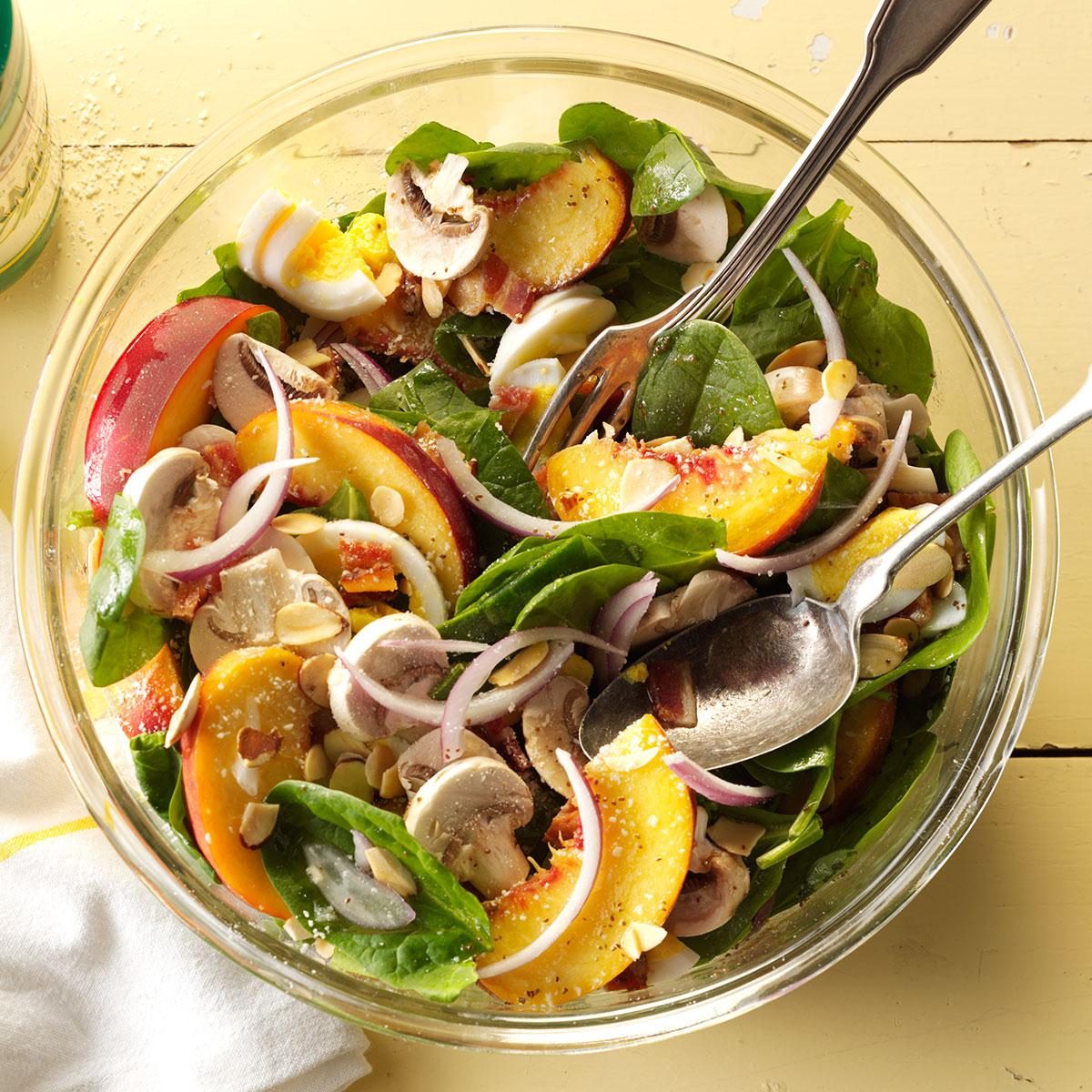 Spinach & Bacon Salad with Peaches