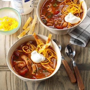Slow-Cooked Chicken Enchilada Soup