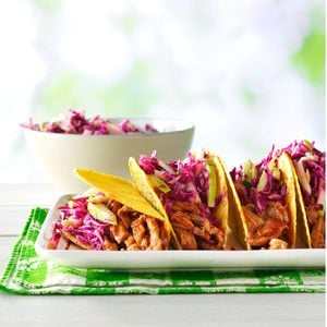 Barbecue Pork Tacos with Apple Slaw