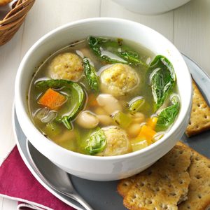 Italian Chicken Meatball and Bean Soup
