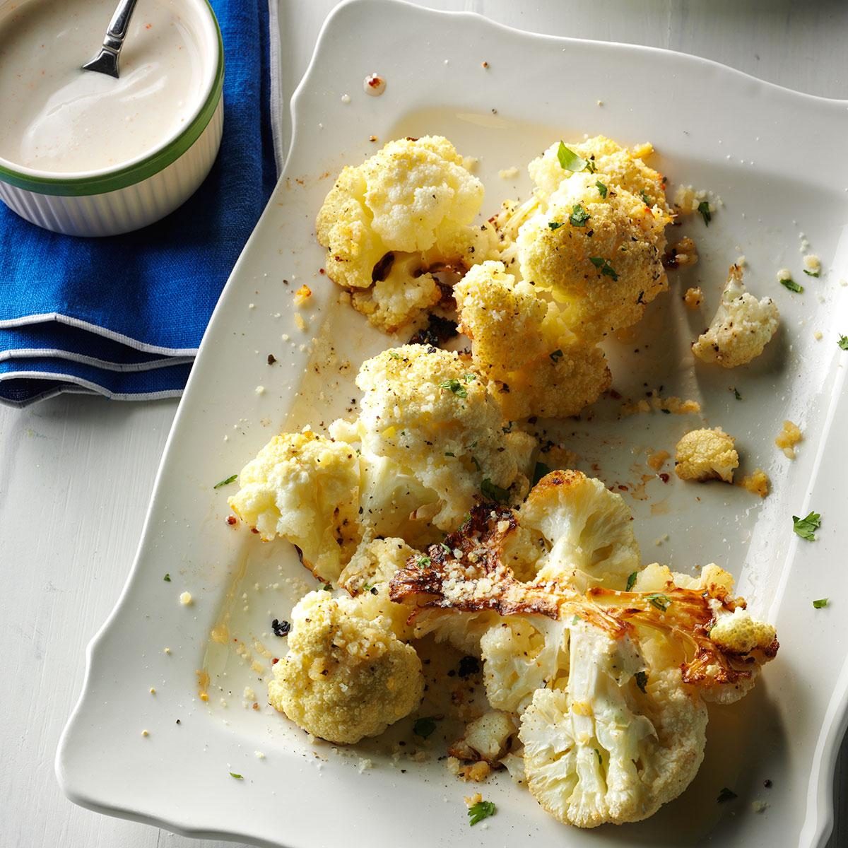 Roasted Cauliflower with Tahini Yogurt Sauce