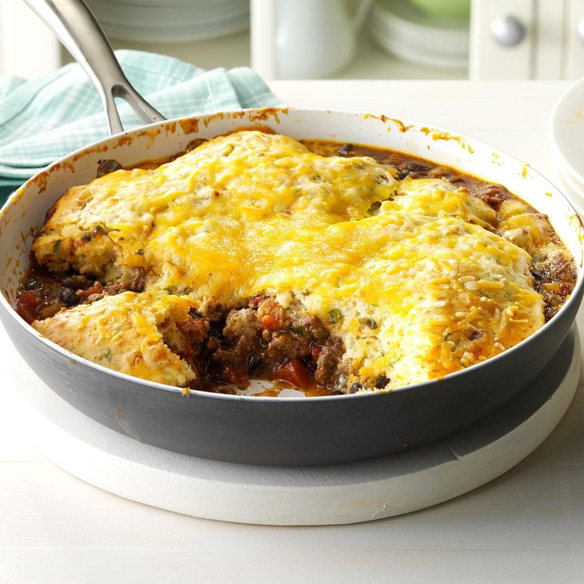 Fiesta Beef & Cheese Skillet Cobbler