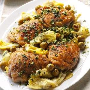 Double-Duty Chicken with Olives & Artichokes