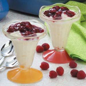 Rice Pudding with Raspberry Sauce