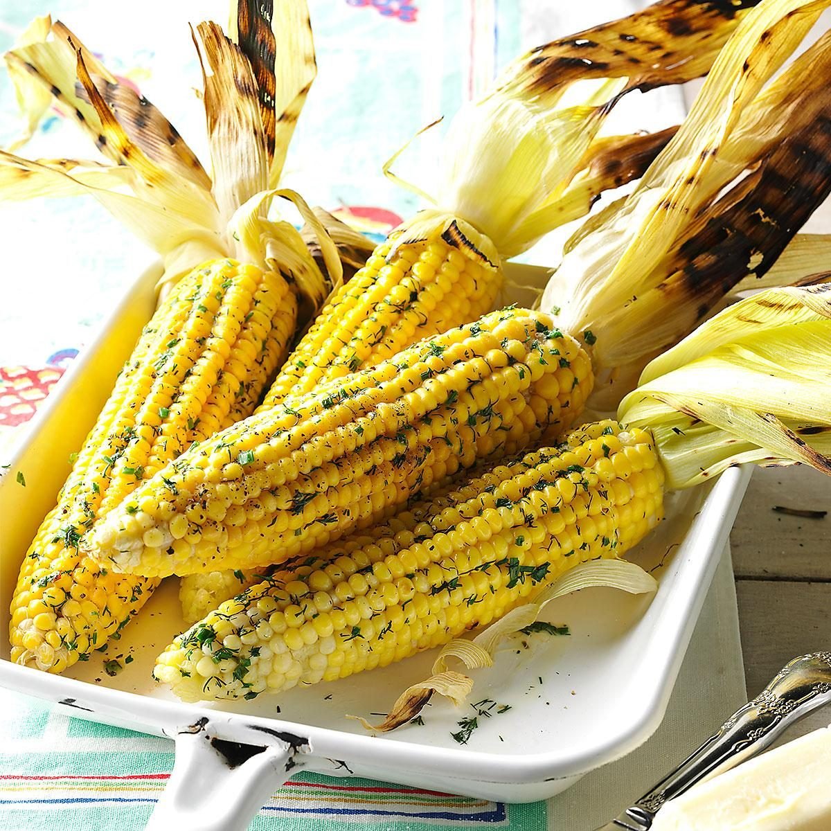 Grilled Corn in Foil with Lemon Dill Butter 