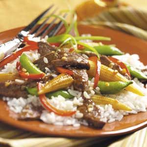 Gingered Beef and Red Peppers Stir Fry