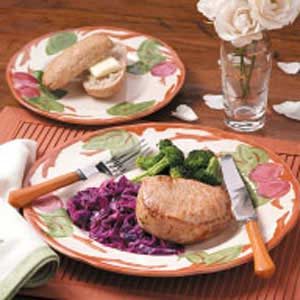 Pork Chops with Cranberry Red Cabbage