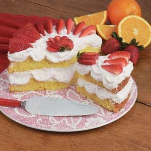 Strawberry Orange Meringue Cake