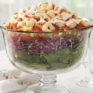 Layered Tortellini-Spinach Salad