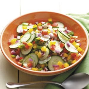 Cucumber Salad with Peppers and Onion
