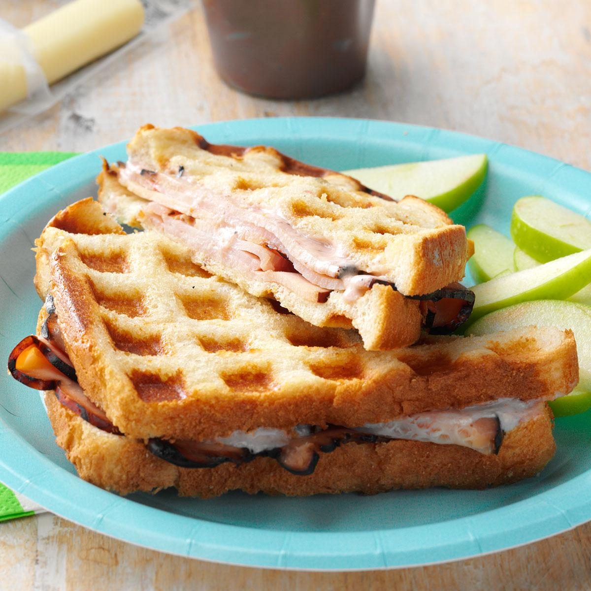 Turkey & Swiss Waffle Panini - Yummy Healthy Easy