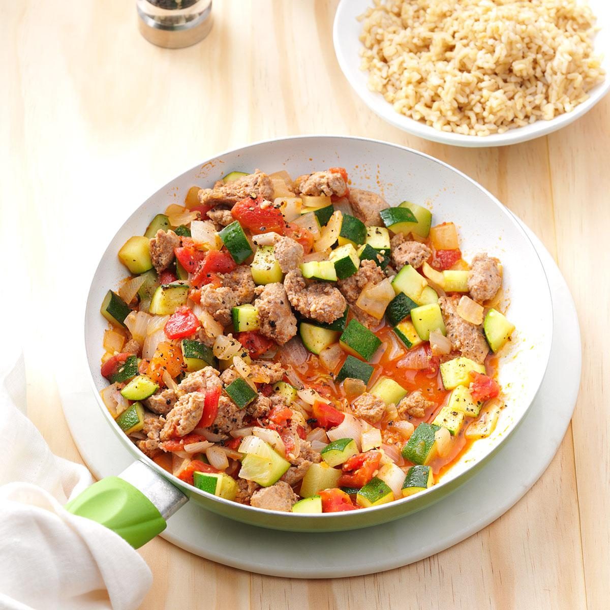 Sausage Zucchini Skillet Recipe How To Make It Taste Of Home