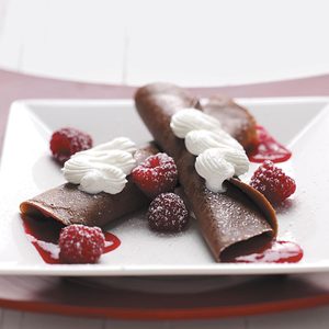 Chocolate Crepes with Raspberry Sauce