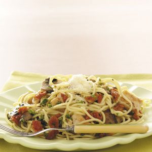 Makeover Garlic Chicken Spaghetti