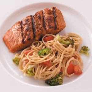 Salmon with Broccoli and Pasta