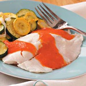 Tilapia & Veggies with Red Pepper Sauce