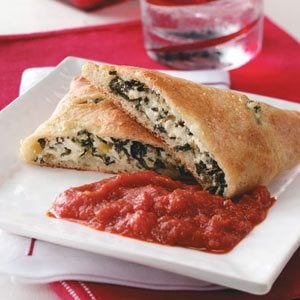 Three-Cheese Spinach Calzones