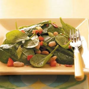 Spinach Bean Salad with Maple Dressing