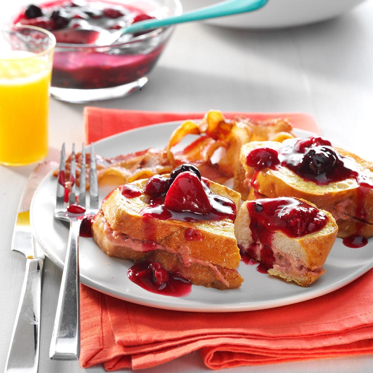 Stuffed French Toast with Maple Berry Sauce Recipe | Taste of Home