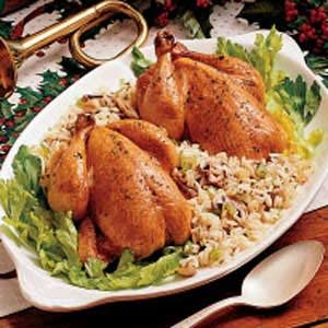 Cornish Hens with Rice Dressing