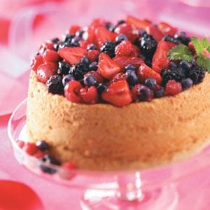 Angel Food Cake with Three-Berry Compote Recipe