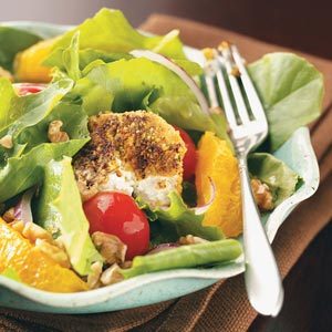 Salads with Pistachio-Crusted Goat Cheese