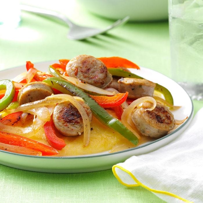 Sausage & Peppers with Cheese Polenta