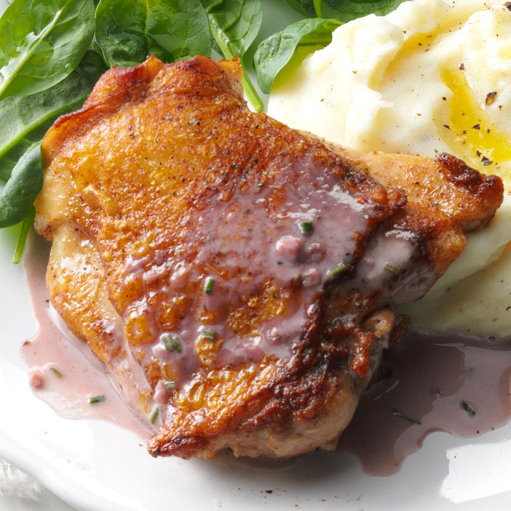 Chicken with Red Wine Cream Sauce