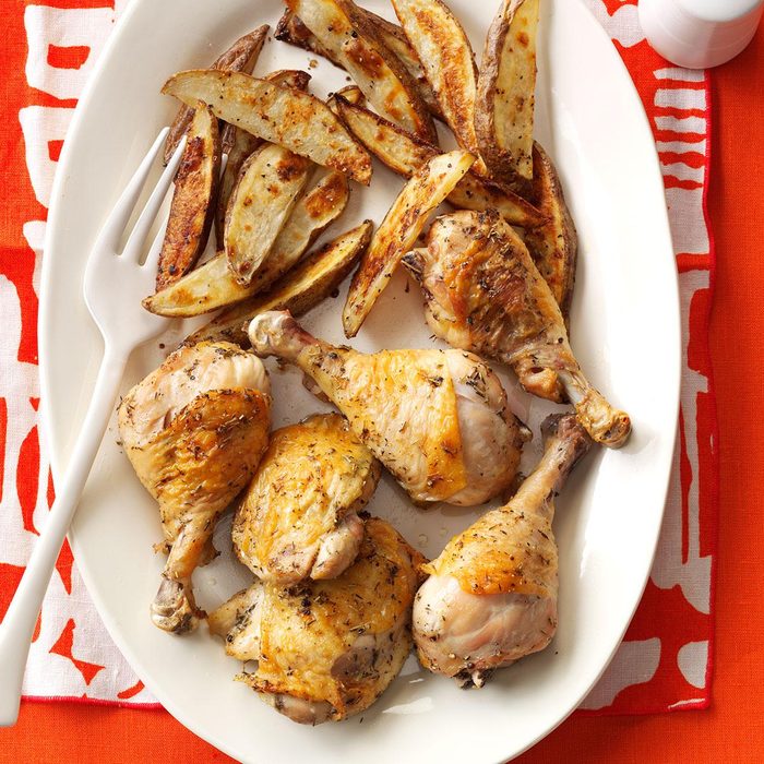 Roasted Chicken with Potato Wedges