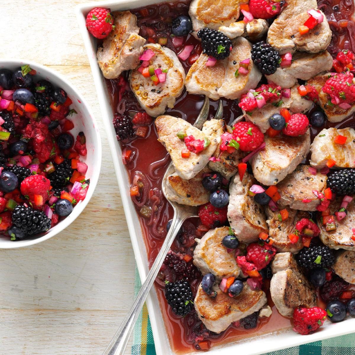 Pork Tenderloin with Three-Berry Salsa