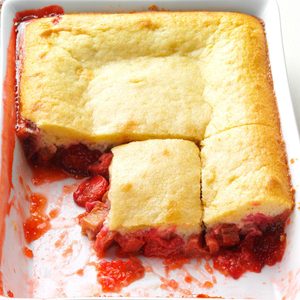 Strawberry-Rhubarb Flip Cake