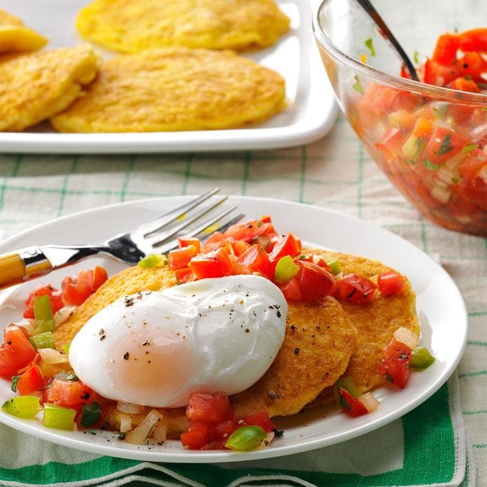 Corn Cakes with Poached Eggs