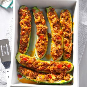 Beef & Bulgur-Stuffed Zucchini Boats