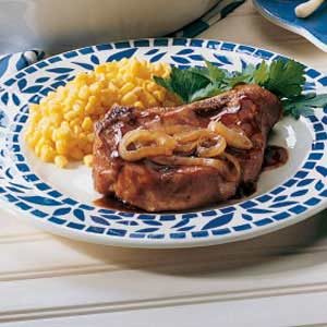 Ginger Pork Chops with Caramelized Onions